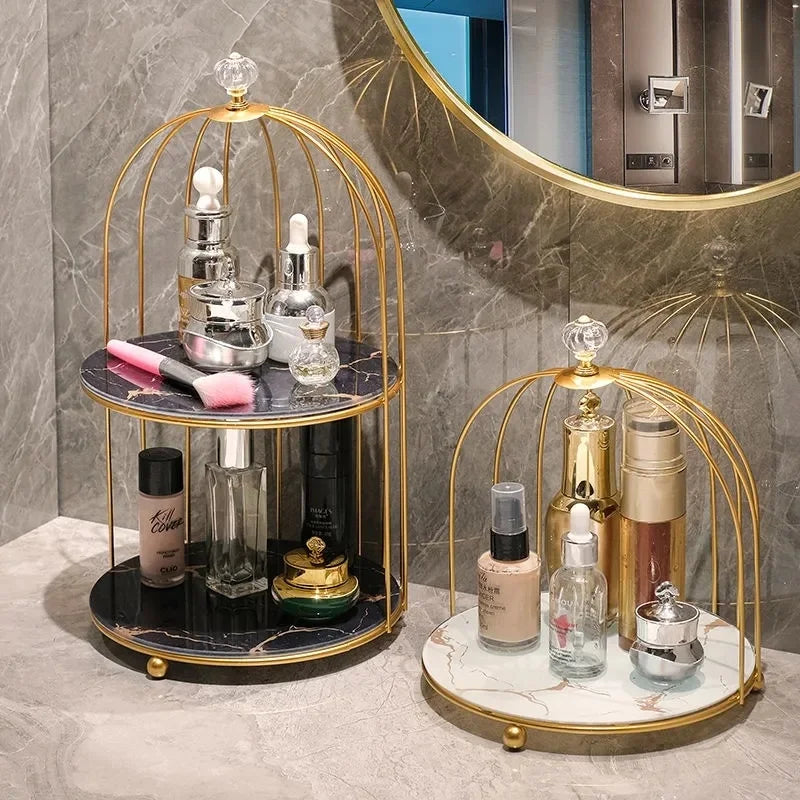 "Organize and Beautify Your Bathroom with Our Stylish Makeup Cosmetic Organizer Rack"