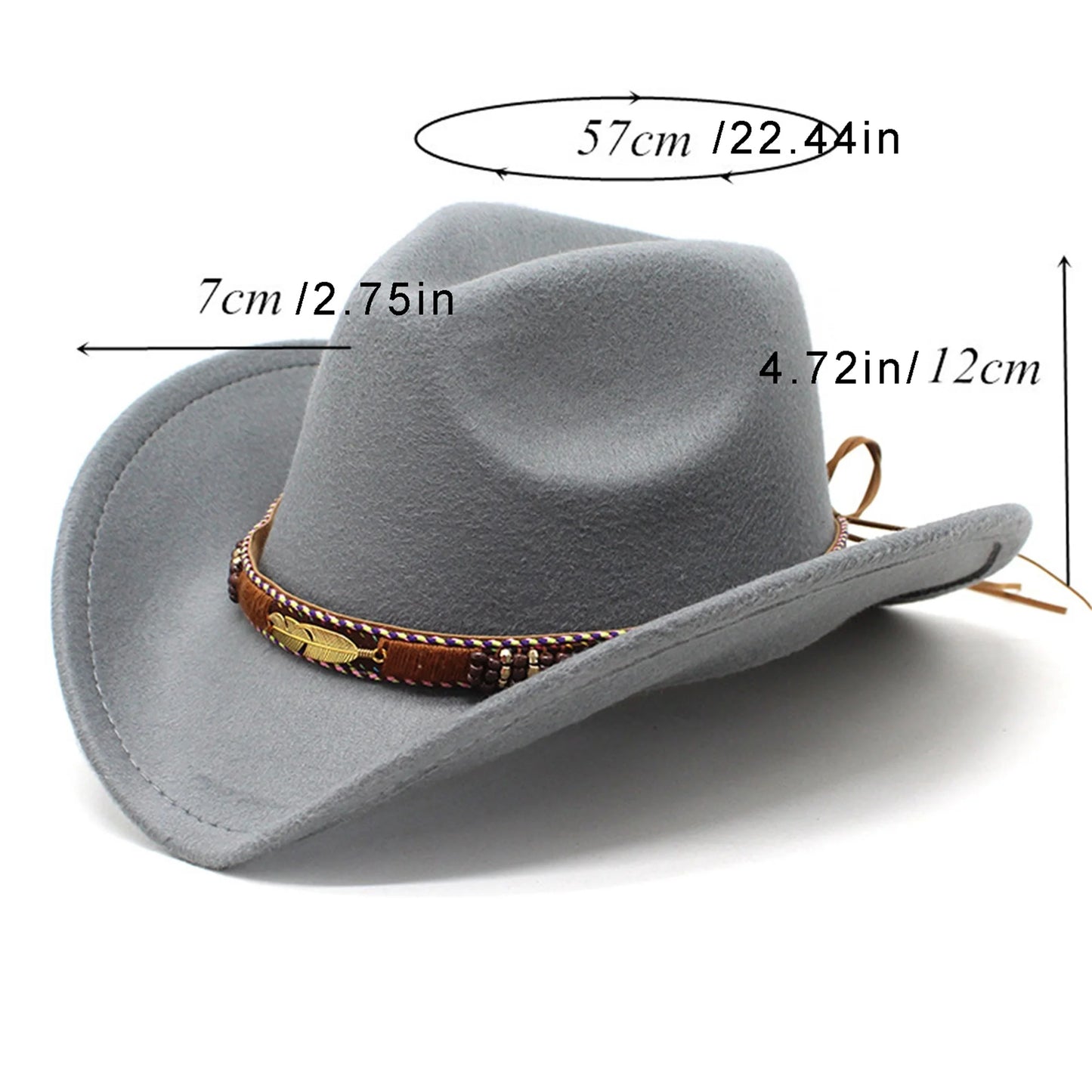 Cowboy Hat for Women Men Wide Brim Hats Wool Felt Western Cowgirl Hats for Cosplay Fancy Dress Dress-Up Party