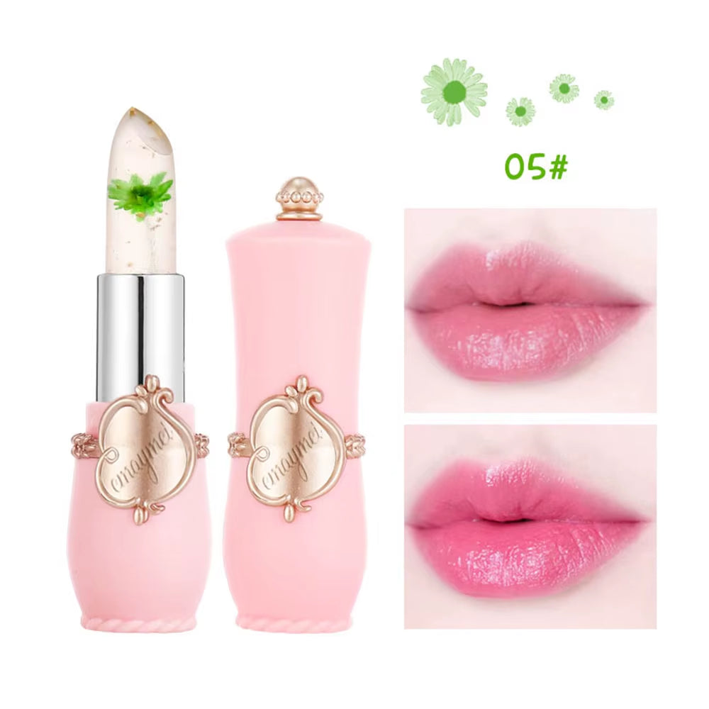 Beauty Jelly Dried Flower Color Changing Lipstick Transparent Flower Temperature Changing Lipstick Non-Stick Cup Lipstick