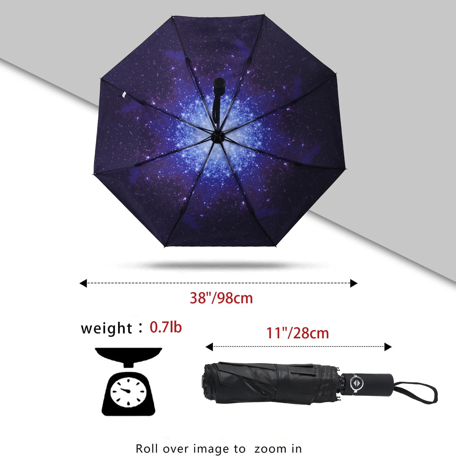 Travel Umbrellas for Rain Small Light Windproof Umbrella Automatic Folding Waterproof Umbrella Dual-Use Sun Umbrella (Star Print)