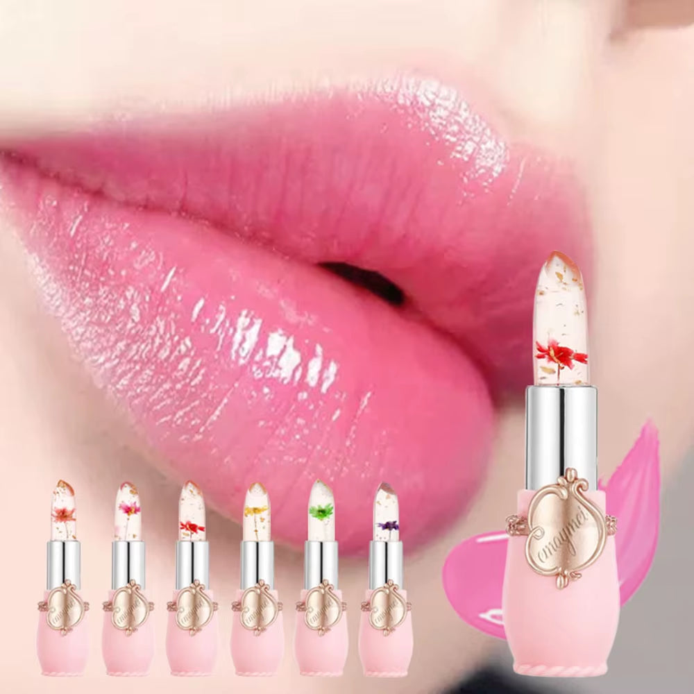 Beauty Jelly Dried Flower Color Changing Lipstick Transparent Flower Temperature Changing Lipstick Non-Stick Cup Lipstick