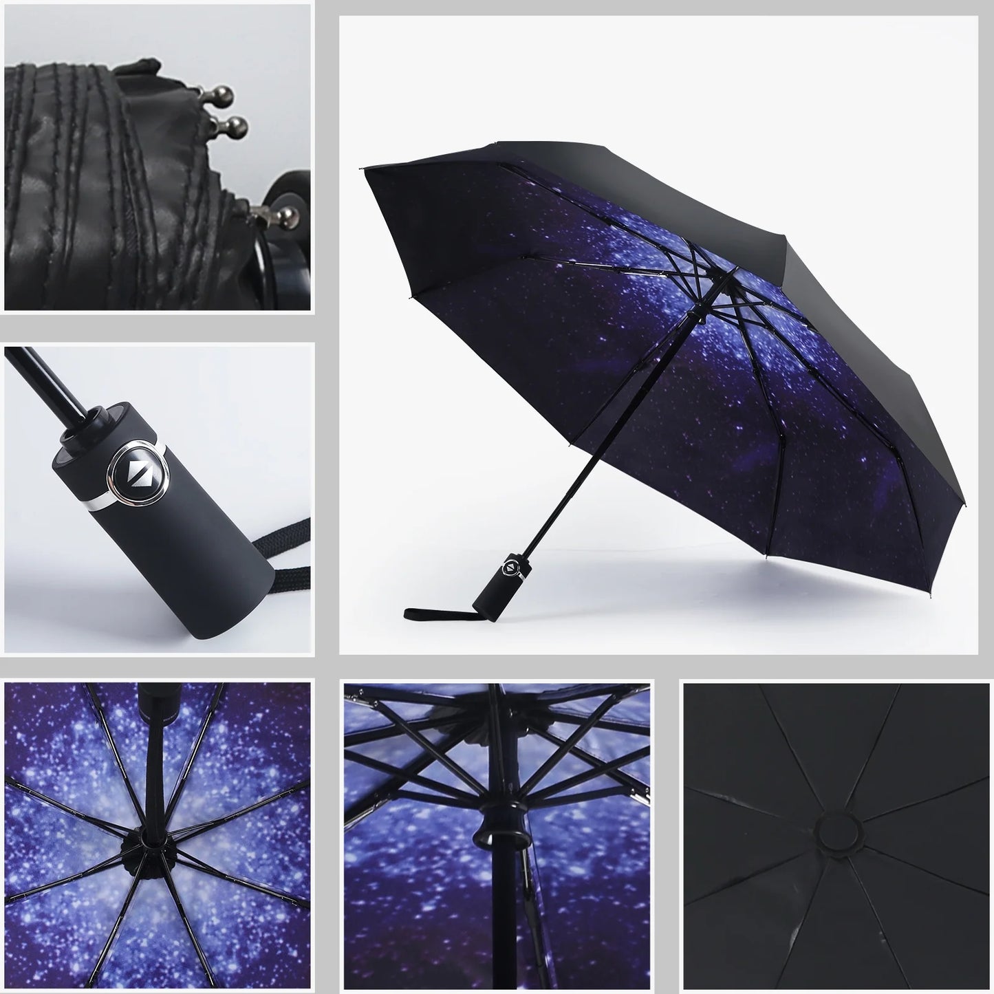 Travel Umbrellas for Rain Small Light Windproof Umbrella Automatic Folding Waterproof Umbrella Dual-Use Sun Umbrella (Star Print)